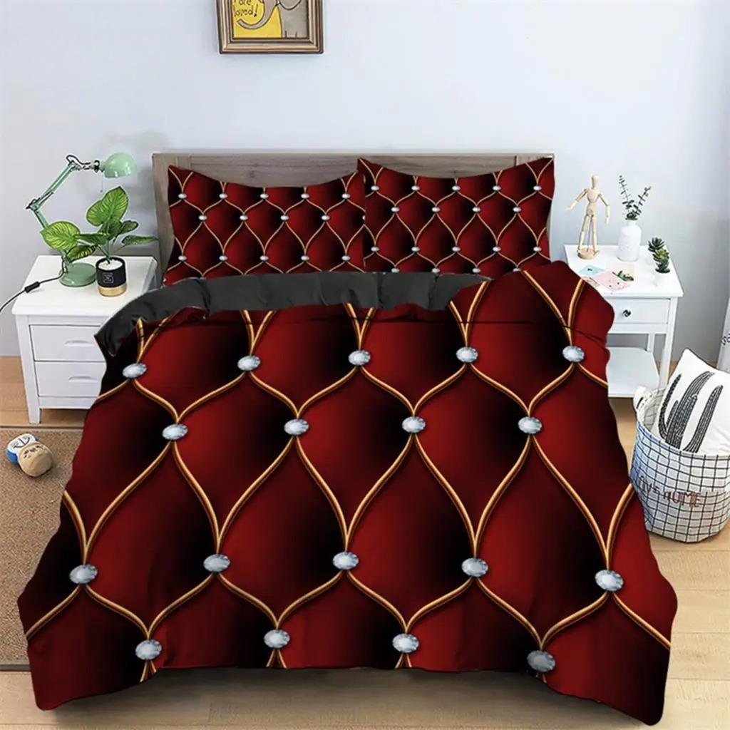 Luxury Geometric Duvet Cover Microfiber Diamond Bedding Set Abstract Pattern Comforter Cover King Queen For Girls Adult Bedroom