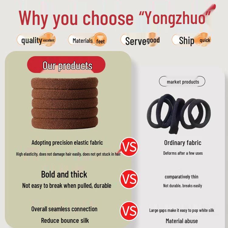 Women's Seamless Rubber Band Hair Tie - 2025 New High Ponytail, Simple Design with Leather Cover