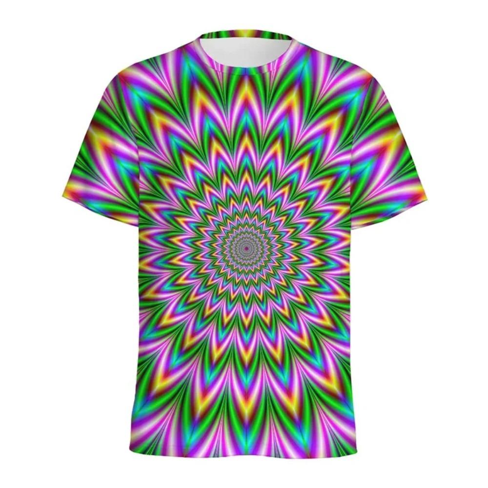 Sommer Spirale Schwindel Muster T-Shirt Für Männer Lässig Rundhals Kurzarm Tee Tops 3D Gedruckte Optische Täuschung T-Shirts Tops