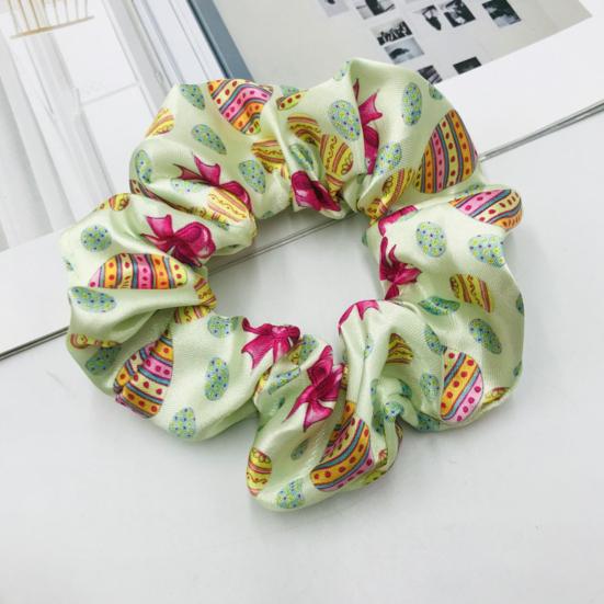 Women Hair Tie High Elasticity Colorful Easter Egg Print Hair Scrunchy Smooth Satin Texture Ponytail Holder Versatile Hair Accessory