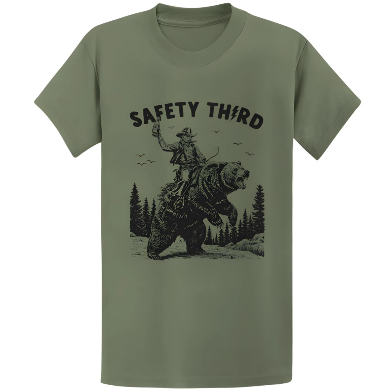 Gildan 5000 Safety Third Grizzly Bear T-Shirt - Funny Yellowstone Gift Tee 2XL