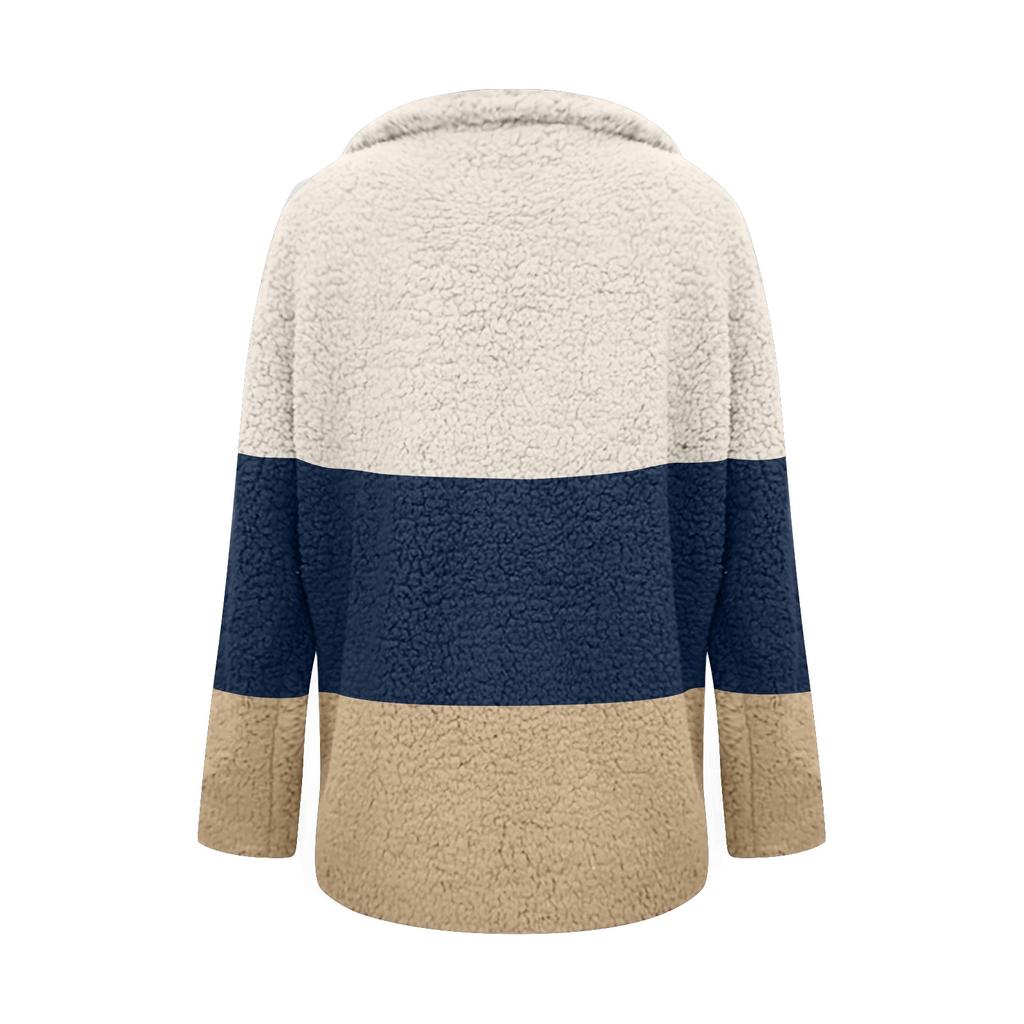 Women's Winter Casual Padded Thickened Suit Collar Button Lambswool Jacket Cardigan