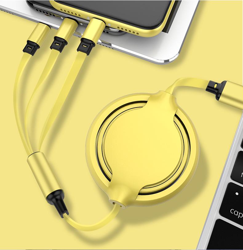 Yuhe Retractable Silicone Fast Charging Cable: One-to-Three for Apple & Huawei with Custom Logo