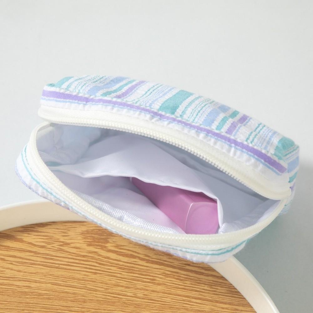 Striped Cosmetic Pouch Cotton Mini Zipper Organizer New Travel Coin Purse