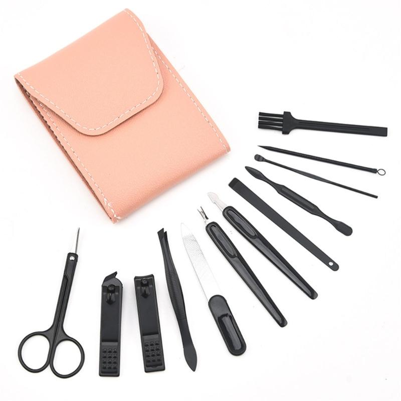 Portable Pieces Stainless 12 Steel Nail Care Kit For Men And Women With Pu Travel Pouch Manicure Pedicure Accessories