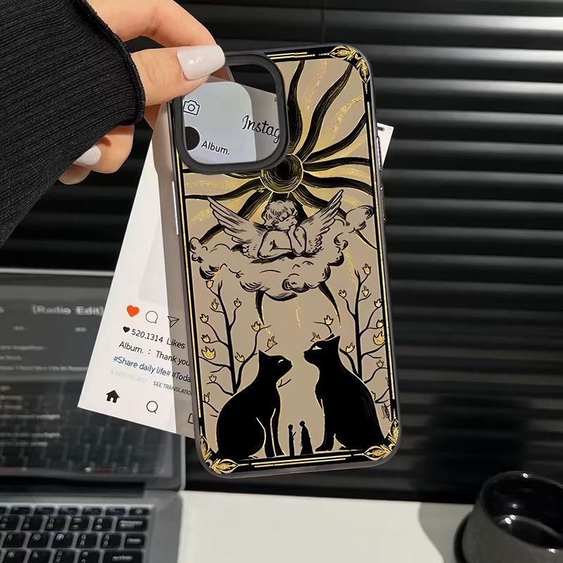 

Солнечный черный кот Магнитный чехол для телефона для 17/17Pro/17ProMax/17AIR, Креативный дизайн для 15 Art/16Pro iPhone 17 Pro