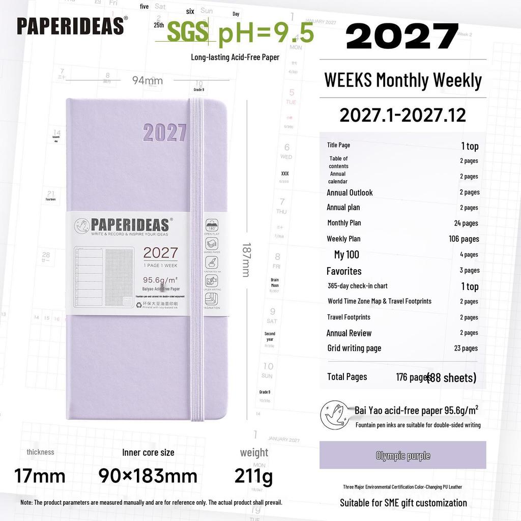 2026 Portable Weekly Planner: Leather-Covered Diary & Time Management Book