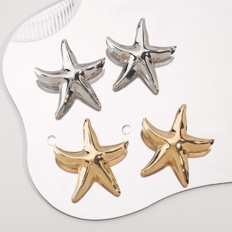 Trendy Oceanic Starfish Earrings High Quality Metal Jewelry Comfortable Daily Wear Marine themed Ear Accessories