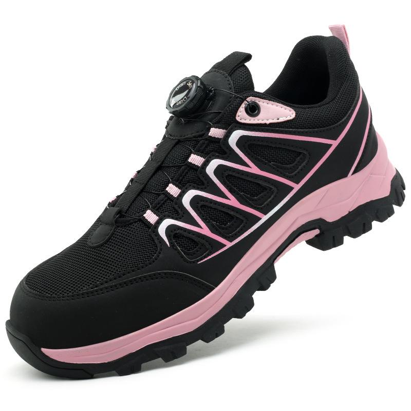 Women's Breathable Steel Toe Safety Shoes - Anti-Smash, Anti-Puncture, Anti-Odor with Rotating Button.
