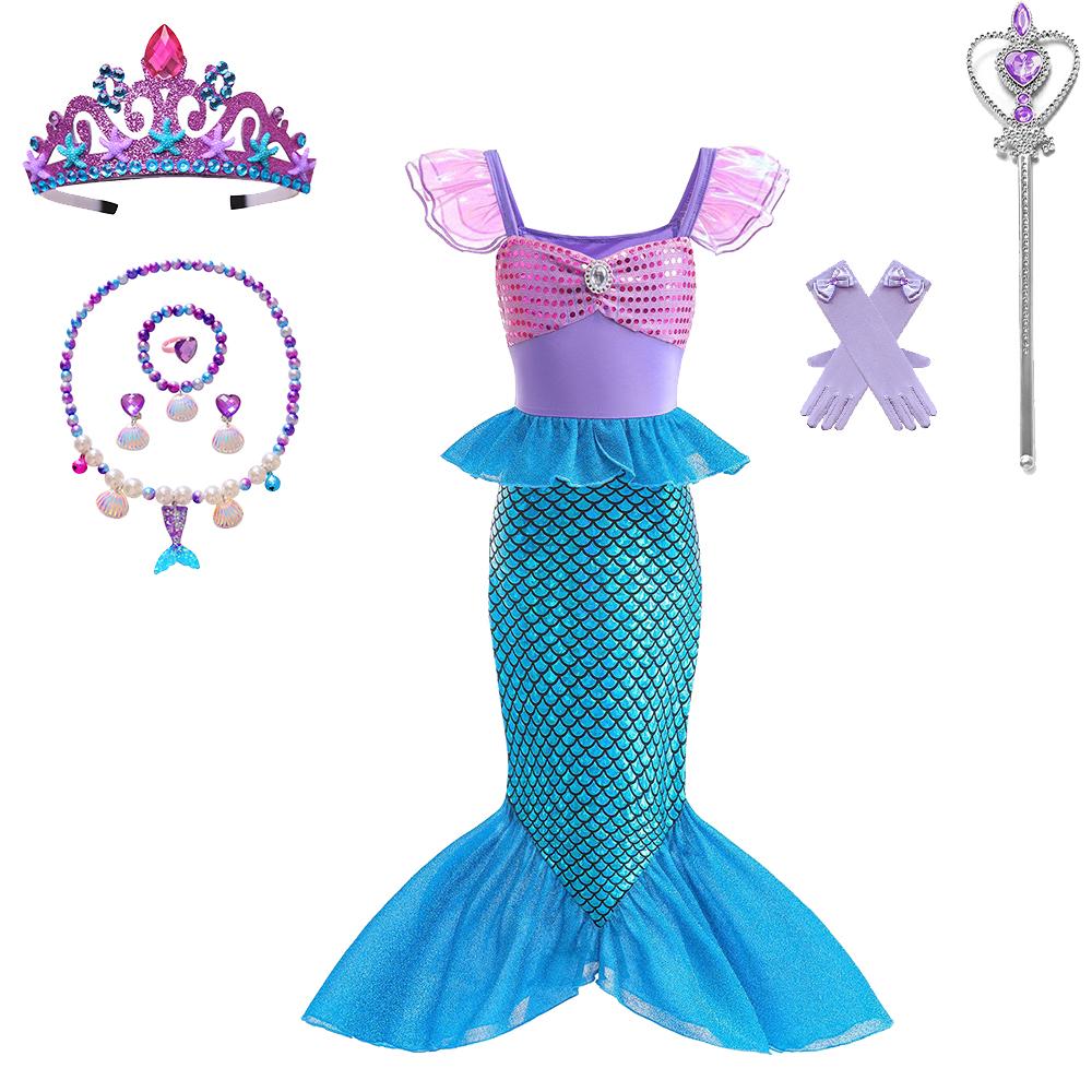 Дитячий костюм косплею русалки, костюм для рольових ігор для дівчаток, костюм для карнавалу, Хелловіну, дня народження, літня сукня принцеси