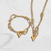 Delicate Heart Pendant Necklace Engagement Wedding Jewelry Set Stainless Steel Texture Suitable for Matching Any Outfits