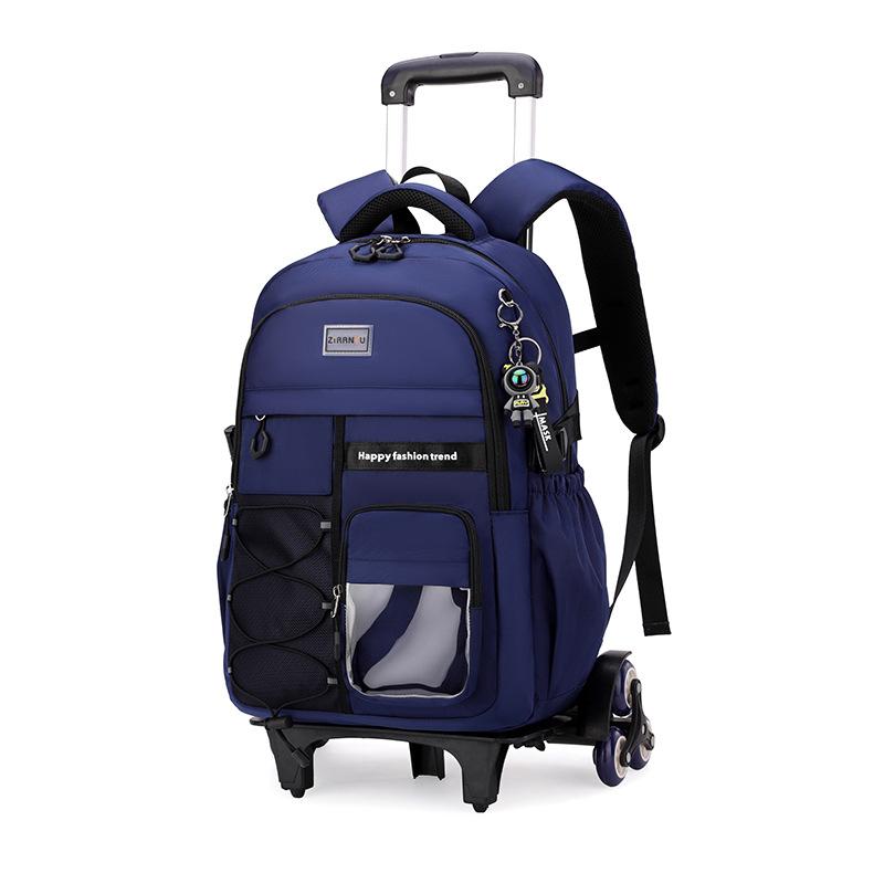 Kids School Backpack with Wheels Rolling Backpack for Boys Student Backpack 2/6 Wheels Trolley School Bags Children Book Bag
