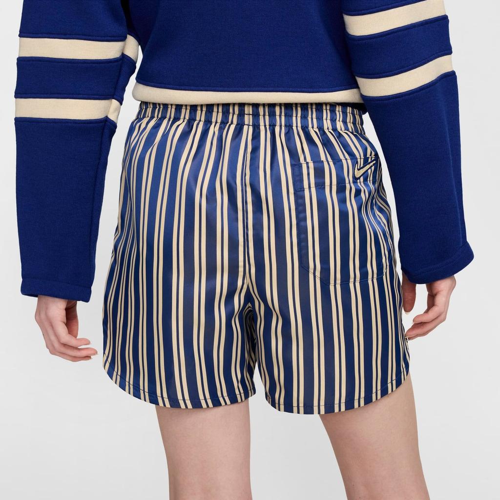 Nike X Bode Astro Grabber SS24 Striped Elastic Mid-Waist Fitted Warm Casual Shorts Unisex Bottoms Blue White FJ0206-122