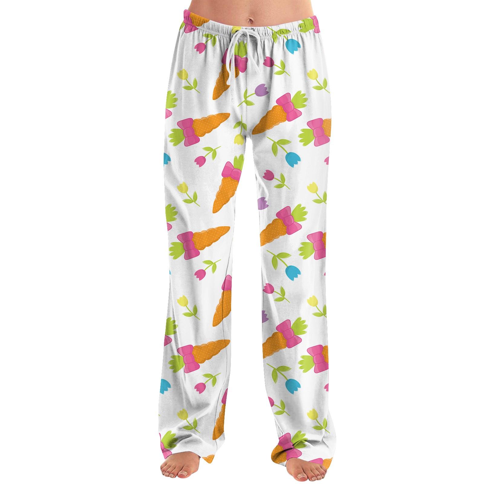 

Женские модные свободные повседневные брюки с пасхальным принтом S белый