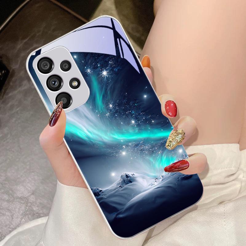 Brilliant Starry Sky For Samsung Galaxy S10 4G S20 11E 30 S21 21Fe 22 S24 Pro S23 Ultra 5G S8 S9 Tempered Glass Phone Case