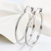 Thin Line Stone Pave Hoop Earrings Minimalist Sparkling Elegant Women Jewelry
