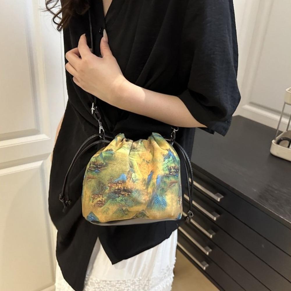 Sanitary Napkin Bag Flower Handbags Cloth Hanfu Drawstrings Bag Ethnic Style Crossbody Bag  Outdoor