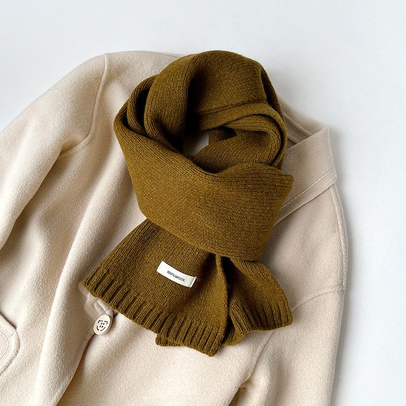 100% Pure Australian Wool Scarf Knitted Warm Neck Warmer For Men And Women New Style Solid Color Versatile Winter Accessory