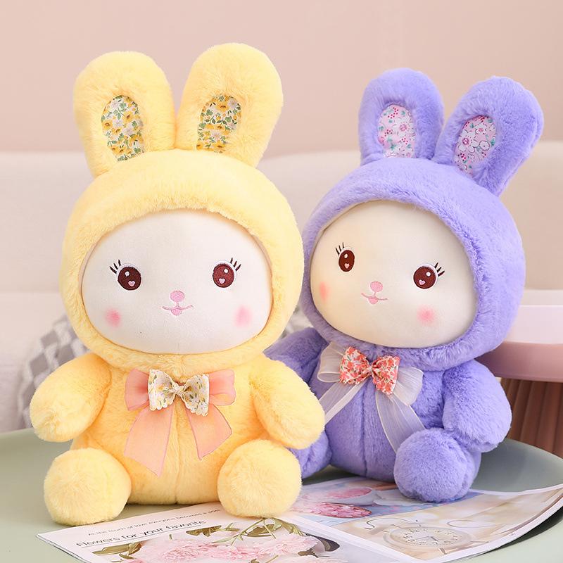 Send Girls Candy Rabbits Plush Toys Doll Bow Tie Bunny Rag Doll Throw Pillow Girls Sleep Soothing Toys