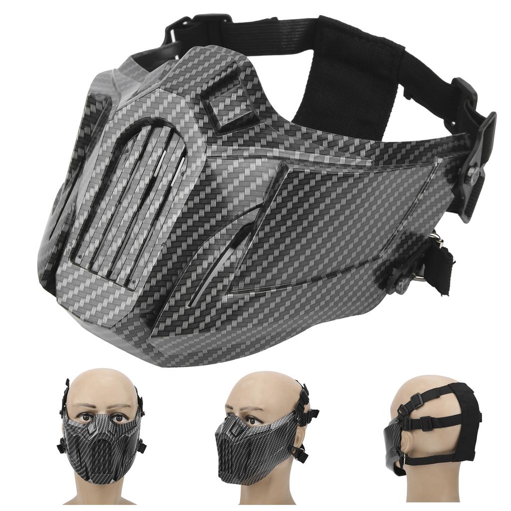 Skull Half Face Cover Guard Tactics Mouth Nose Protection Shield Carbon Fiber Texture for CS Outdoor Game