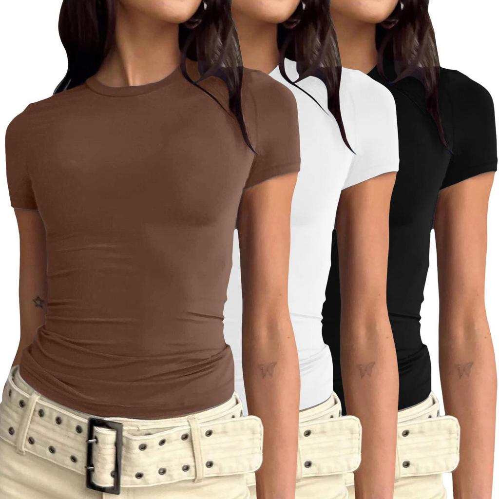 European and American Women's Casual Slim Fit Long Sleeve Pullover T-shirt Streetwear Set
