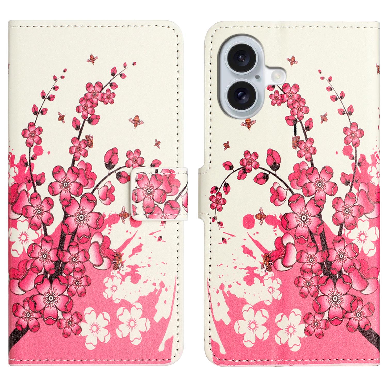 

For iPhone 17 Case Pattern Print PU Leather Wallet Phone Cover Plum Blossom