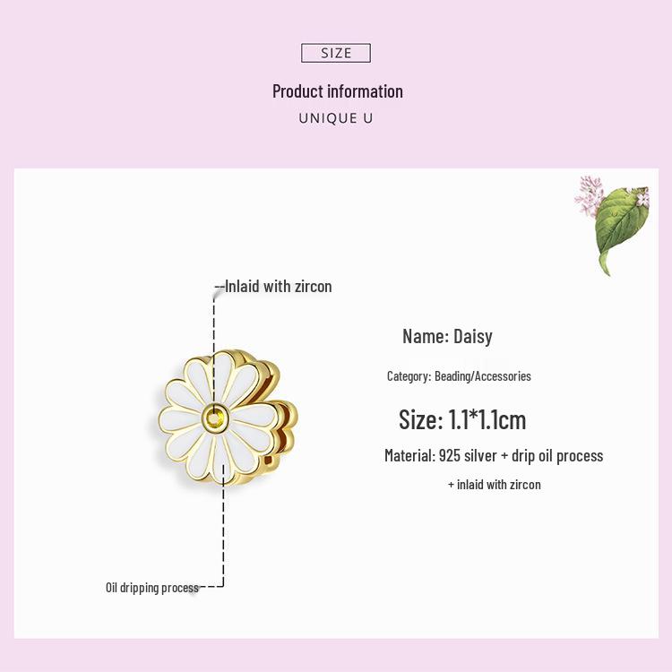 Daisy 925 Silver Gold-Plated Zircon Beaded Bracelet SCX118