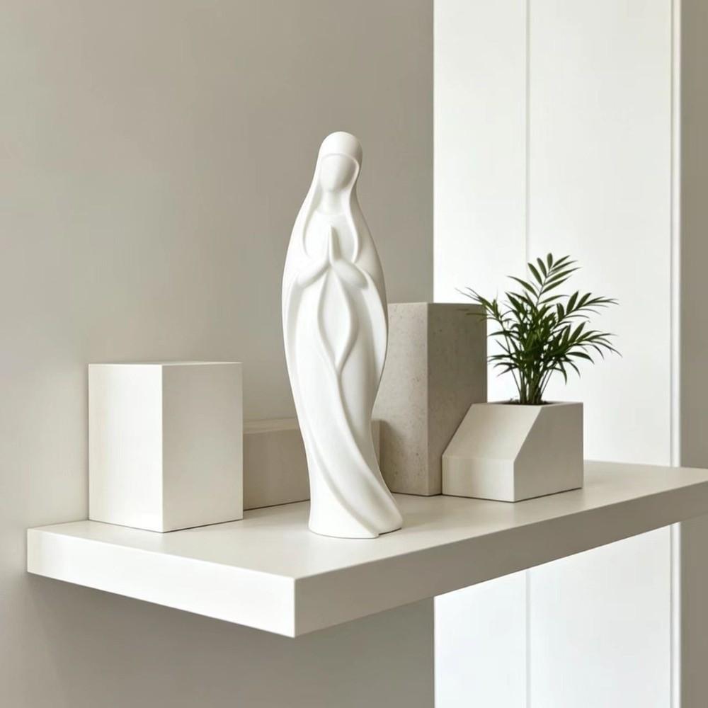 Estatua de la Virgen María Orante Impresa en 3D Escultura Minimalista de la Virgen María para Escritorio Decoración de Estante para el Hogar
