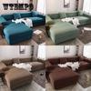 Jednobarevný elastický potah na pohovku Spandex Moderní polyesterový rohový potah na pohovku Ochrana křesla Obývací pokoj 1/2/3/4 místný