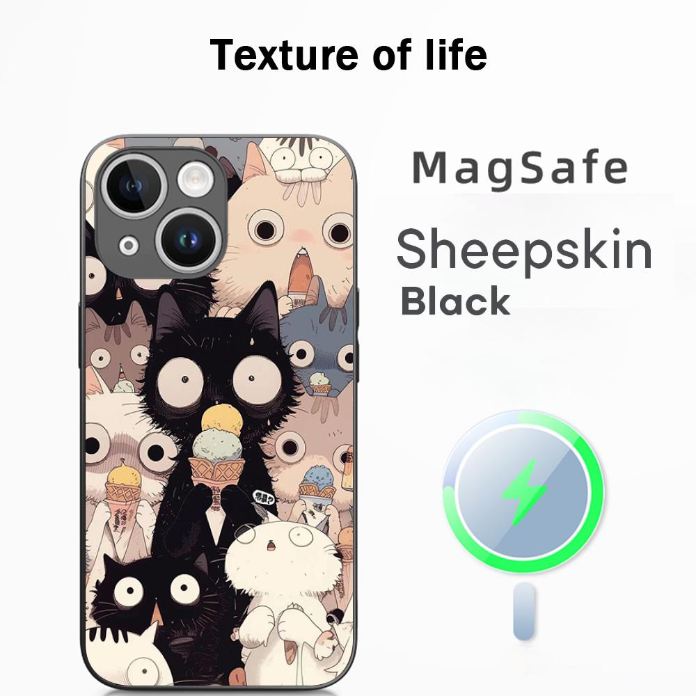 Cute Animal dog pattern lovely design  Phone Case For iPhone 17 16 15 14 13 12 Plus Pro Max  High-end Luxury Magsafe Sheepskin