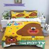 Hey Duggee Muster Bettwäsche Bettdecken-Set Heimdekoration Geschenk (1 Bettbezug + 2 Kissenbezüge (ohne Füllung))