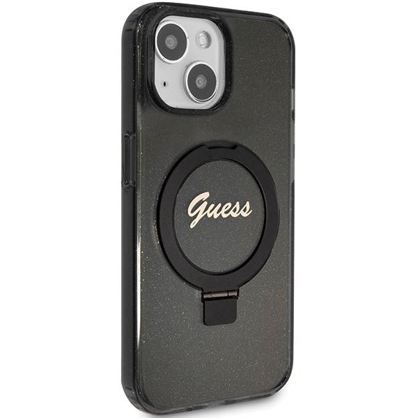 Guess Guhmp13Mhrsgsk Iphone 13 / 14 / 15 6.1 Czarny/Black Hardcase Ring Stand Script Glitter Magsafe