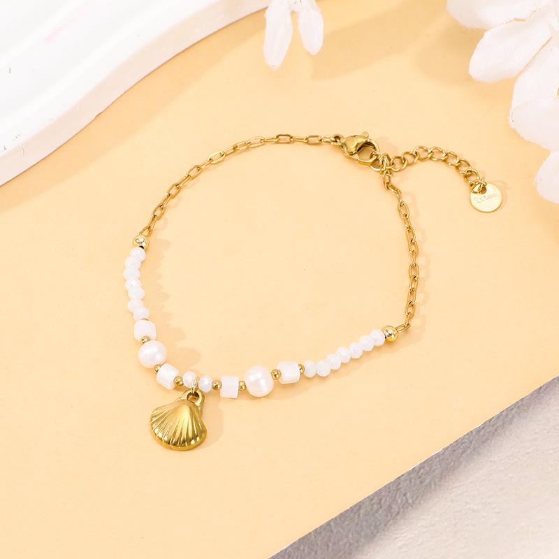 Elegantes Damenarmband aus Edelstahl und Perlen