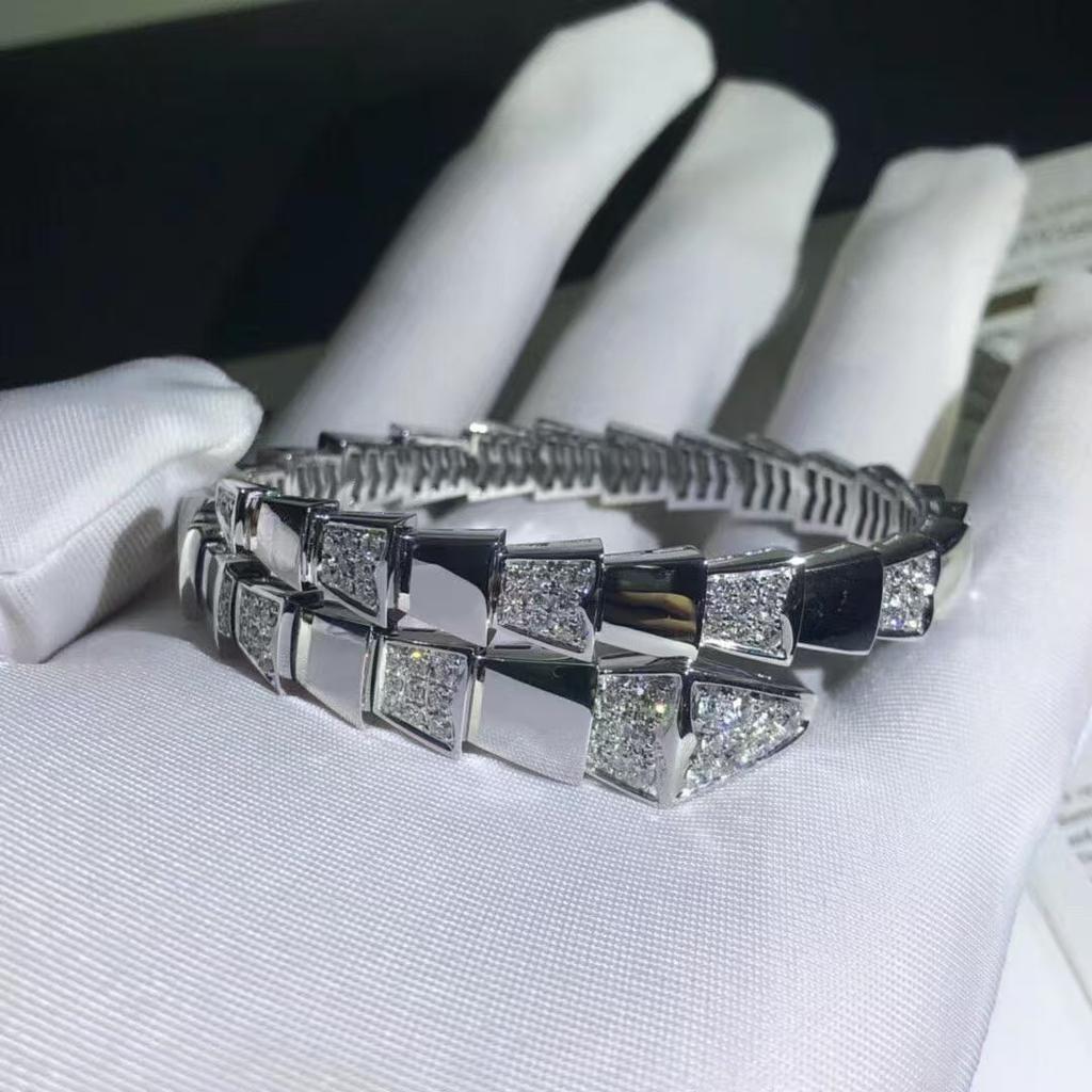 925 Silber CNC Voll Diamant Geister Schlange Armband Leichter Luxus Stil Chalcedon Fritillary Feder Lebender Mund Armband