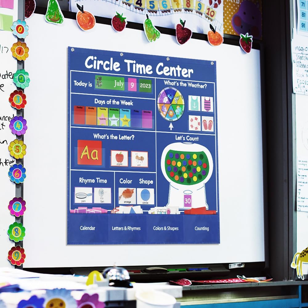 Circle Time Center Classroom Pocket Charts Teaching Pocket Chart Calendar Learning Shape Color Weather Classroom Pocket Chart-Number Pocket Chart