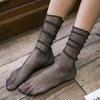Calcetines de Rejilla Retro Calcetines para Mujer Primavera y Verano Calcetines Finos para Apilar Borde de Hongo de Seda Dorado y Plateado Calcetines de Tul de Malla
