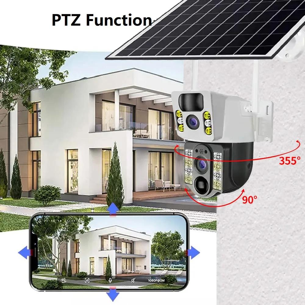 2025 V380Pro 8MP 4K Solar-Akku-WLAN-Kamera Außenbereich Auto-Tracking Personenerkennung Solarenergie Überwachung Drahtlose Kamera