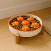 Shallow Wide Ceramic Slow Feeder Bowl Raised Design Puzzle Food Dish For Small Cat