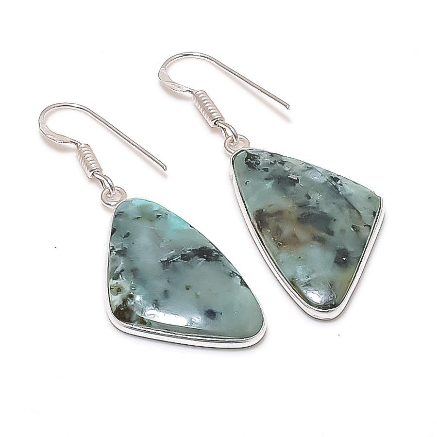 

Natural Tibetan Turquoise 925 Sterling Silver Jewelry Earring 1.77 AE-12193