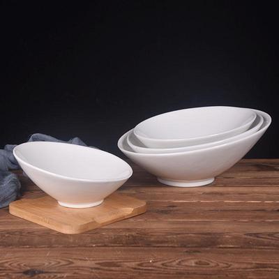 Ceramic Large Low-Slope Pure White Round Bowl for Soup, Salad, Fruit, and Cooking