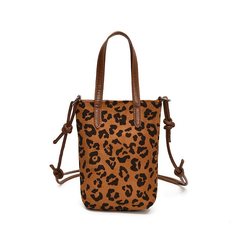 IELGY Ladies Messenger Bag Retro Leopard Print Suede Suede Mobile Phone Bag