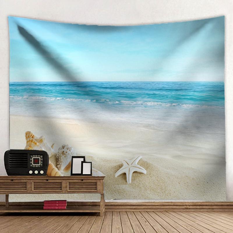 Krajina Palma Pláž Západ Slunce Tapiserie Nástěnný závěs Boho Potištěná tkanina Velký gobelín Estetický interiér koleje