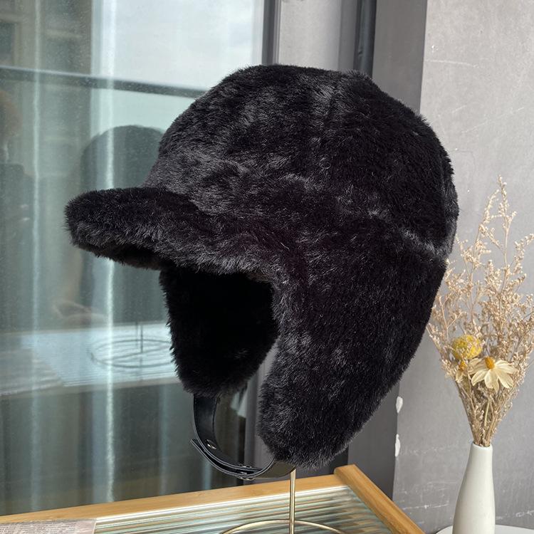 New Plush Ear Protection Flying Hat Women's Winter Warm Northeast Lei Feng Hat Fashionable, Sweet and Cute Cycling Cold Hat