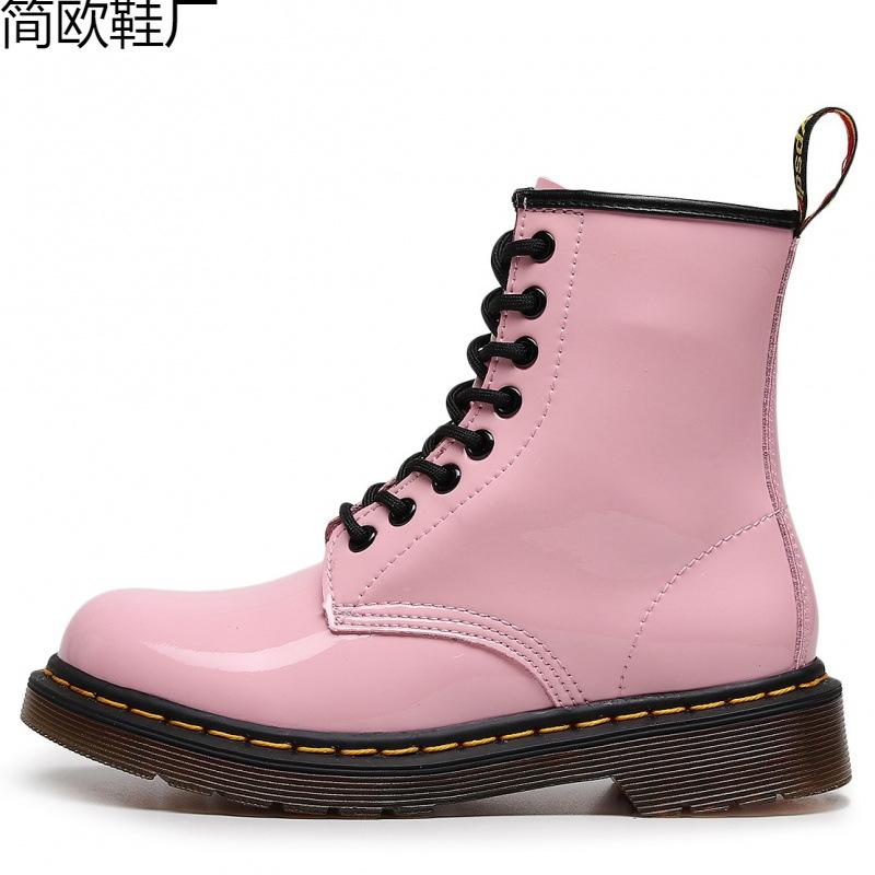 

Mirror Tooling Boots Women s Patent Leather Couple Short Boots Men s and Women s Leather Boots Round 40