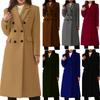 Women's Turn Down Collar Long Sleeve Regular Fit Commuter Woolen Coat Double Breasted Overcoat