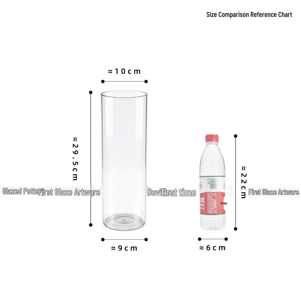 Large Transparent Anti-Drop Flower Vase for Lucky Bamboo - Plastic Imitation Glass Hydroponic Container