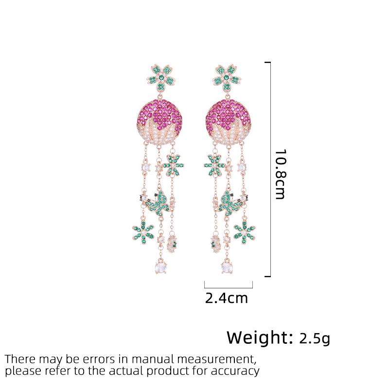 Women's Light Luxury Design Elegant Pomegranate Flower Tassel Earrings Fashionable And Versatile, Niche Design Earrings