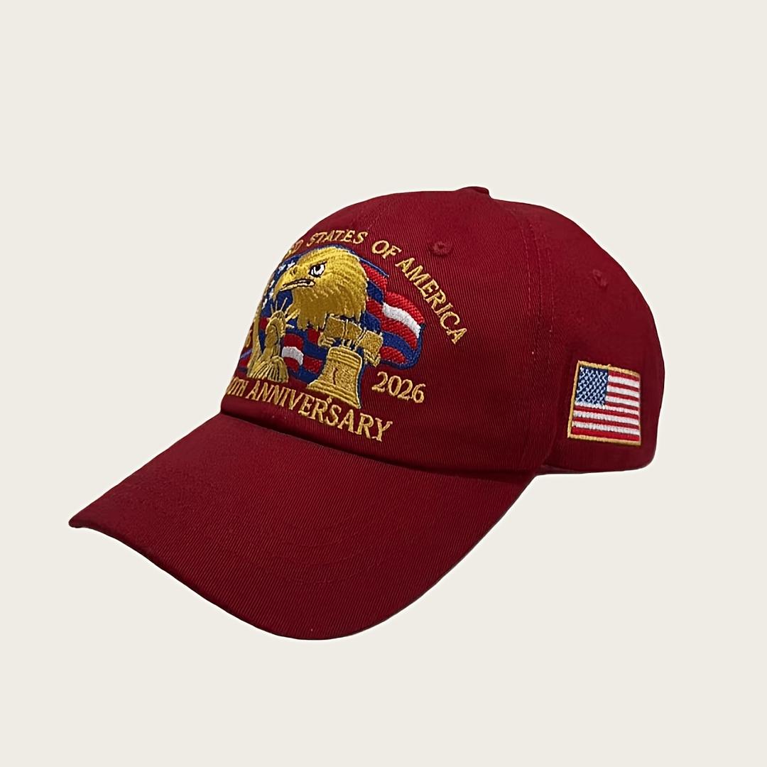 

1pc USA 250th Anniversary Baseball Cap, Patriotic Style With Eagle & Flag Prints, Adjustable Sun Cap For Daily Outdoor Use красный