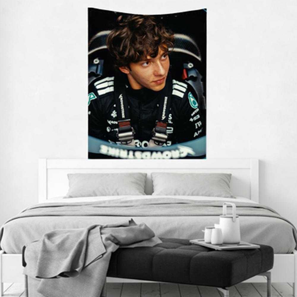 Kimi Racing Formel-F1 A-Antonelli Wandteppich Wanddekoration Babyzimmer Party Hängender Hintergrundstoff für Raumdekoration 100X70CM