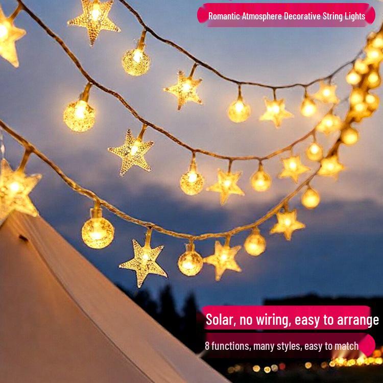 

Водонепроницаемые уличные солнечные гирлянды - Красочный праздничный и кемпинговый декор 5m 20 LED Solar, 8 Modes